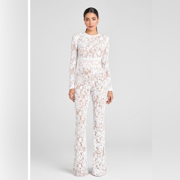 NADINE MERABI Pants - Nadine Merabi - Bella White Jumpsuit NWT M